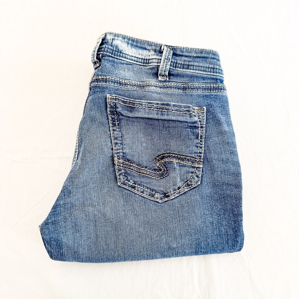 Silver Jeans Girlfriend Western Glove Works Embellished Denim Jeans Size 32 x 29